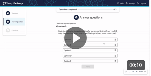 Ranking Survey Question Type